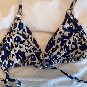 Le Tarte blue and white string bikini top